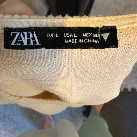 Zara Rhinestone Cream Cropped Sweater // Size L - Picture 6 of 6